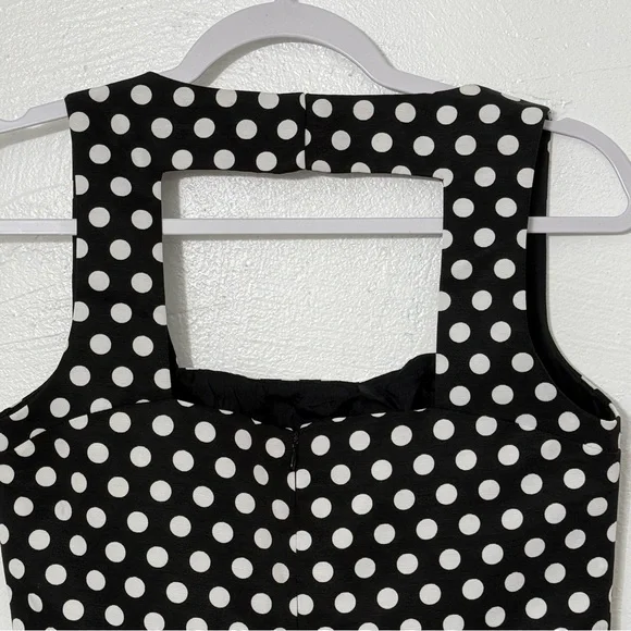 Ivy + Blu Fit & Flare Pleated Cocktail Party Dress, Black/White Polk a Dot, Sz 6 - Picture 5 of 6